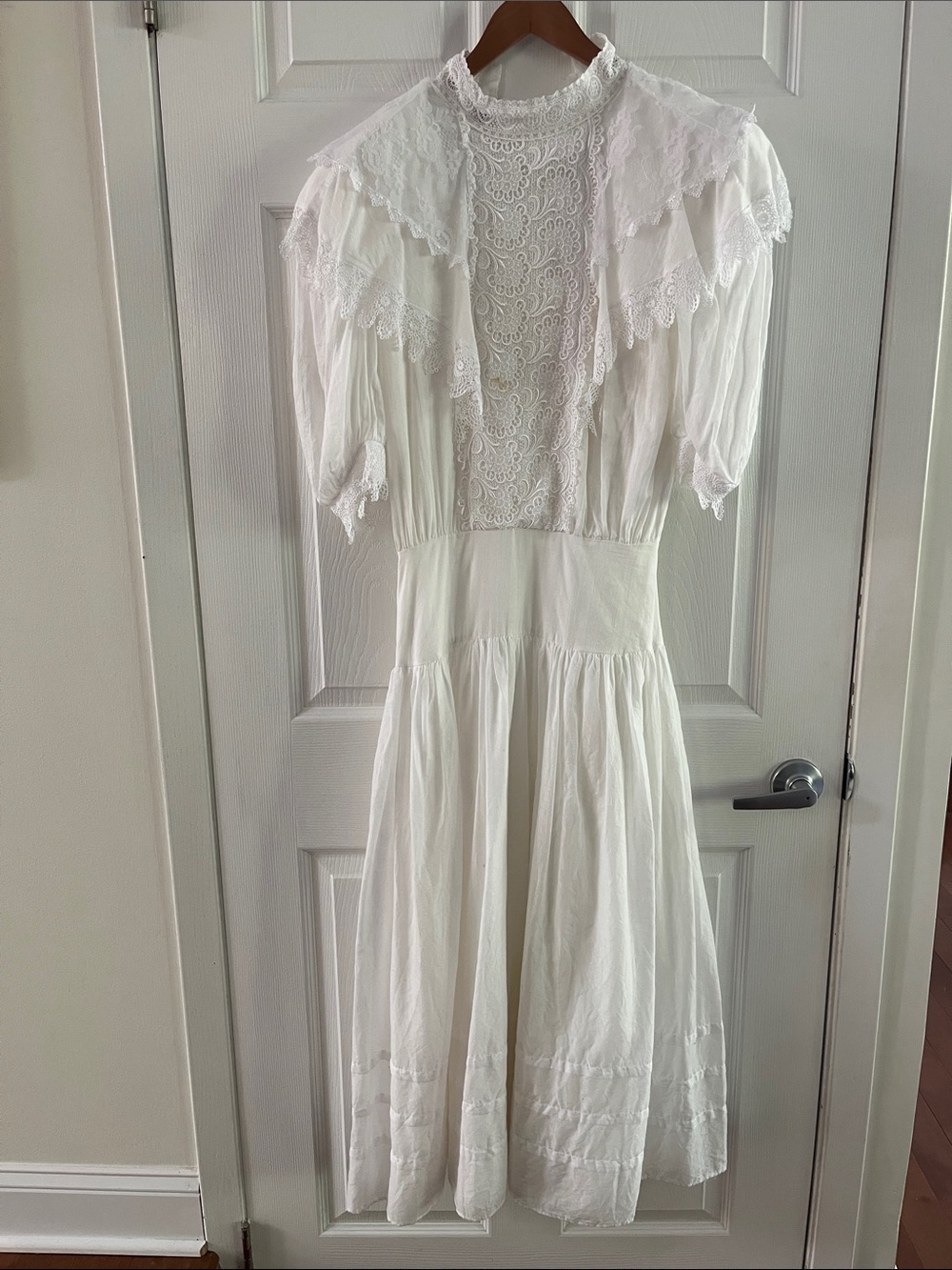 Vintage Jessica McClintock White Lace High-Neck Dress - Picture 1 of 11